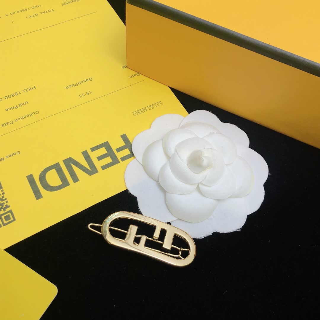 Fendi Hair Clip - Gold Bar Design